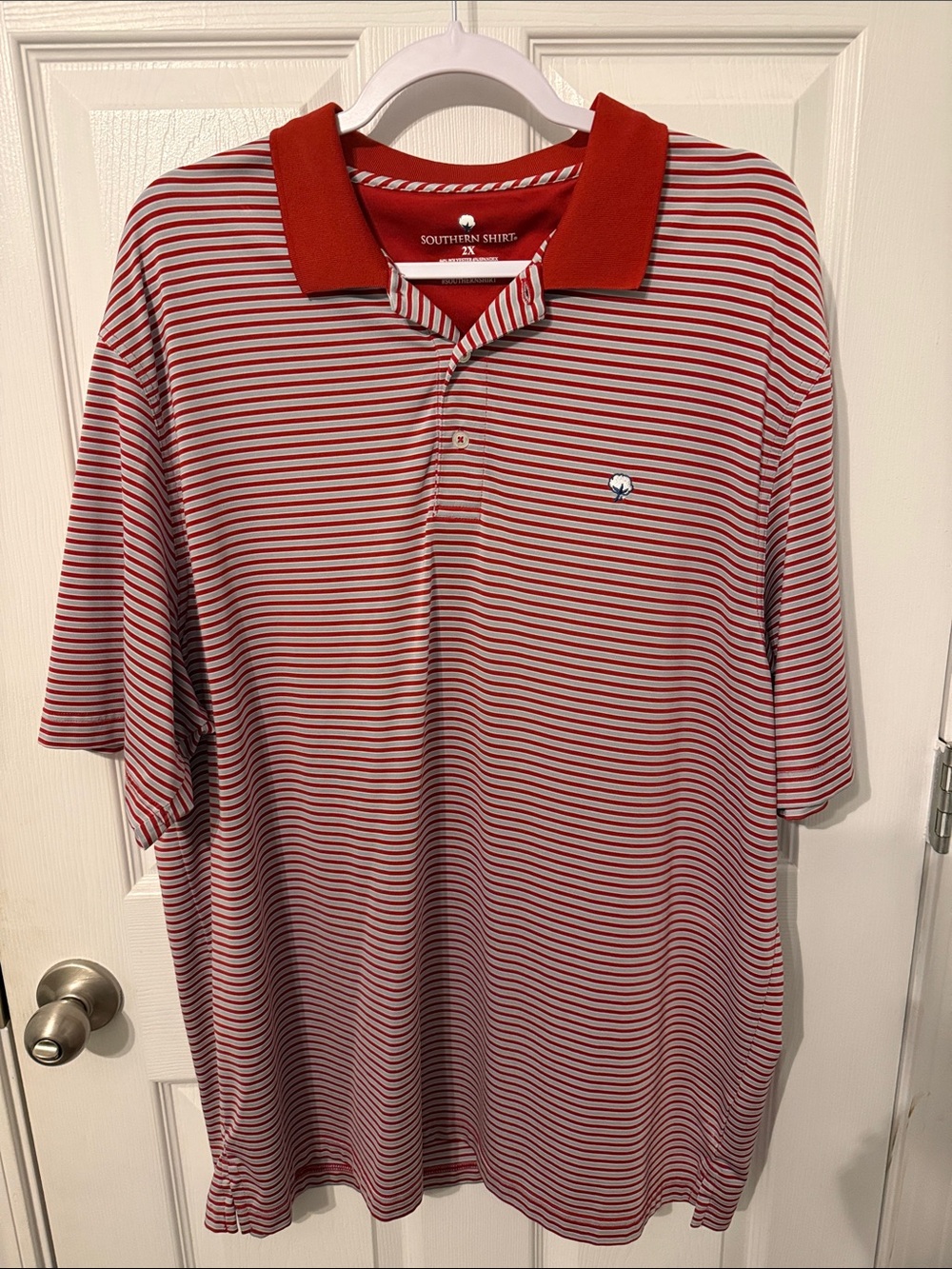 Southern Shirt Co. Men’s Red & White Striped Polo